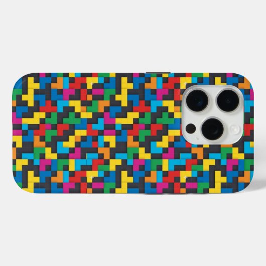 Retro Tetris Blocks Seamless Pattern Case-Mate iPhoneケース (裏面 (横))