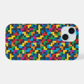 Retro Tetris Blocks Seamless Pattern iPhone 15ケース (裏面横)