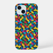 Retro Tetris Blocks Seamless Pattern iPhone 15ケース (裏面)