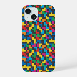 Retro Tetris Blocks Seamless Pattern iPhone 15ケース