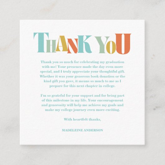 Retro Thank You Graduation Checkerboard エンクロージャーカード (正面)