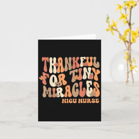 Retro Thankful For Tiny Miracles Thanksgiving Nicu カード (黄色い花)