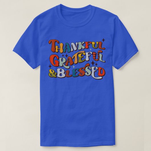 Retro Thankful Grateful Blessed Fall Colors Thanks Tシャツ (デザイン正面)