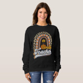 Retro Thanksgiving Teacher Thankful Teacher Rainbo スウェットシャツ (正面フル)