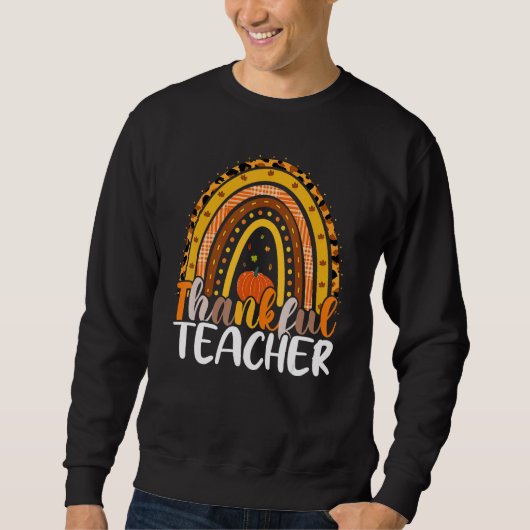 Retro Thanksgiving Teacher Thankful Teacher Rainbo スウェットシャツ (正面)