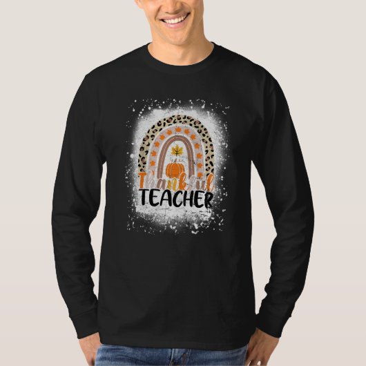 Retro Thanksgiving Teacher Thankful Teacher Rainbo Tシャツ (正面)