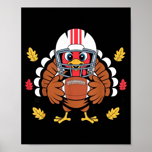 Retro Thanksgiving Turkey Football Toddler Boys Ki ポスター (正面)