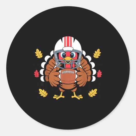 Retro Thanksgiving Turkey Football Toddler Boys Ki ラウンドシール (正面)