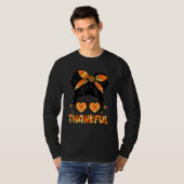 Retro Thanksgiving Women Autumn Fall Leaves Thankf Tシャツ (正面フル)