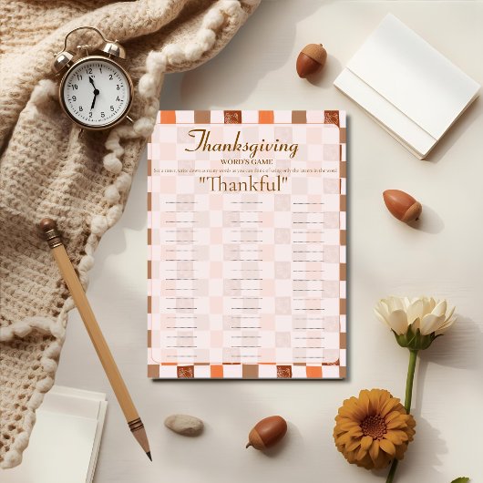 Retro Thanksgiving Words game card シーズンカード