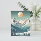 Retro The Alps Geometric European Ski Mountain ポストカード (スタンド正面)