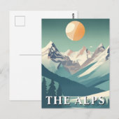 Retro The Alps Geometric European Ski Mountain ポストカード (正面/裏面)