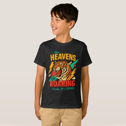 Retro The Heavens Are Roaring Believer Bible Verse Tシャツ (正面フル)