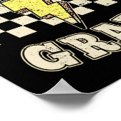 Retro Third Grade Teacher Lightning Bolt Pencil Te ポスター (角)