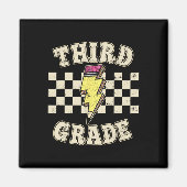 Retro Third Grade Teacher Lightning Bolt Pencil Te マグネット (正面)