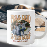 Retro This Dad is the Goat Photo Mug ジャンボコーヒーマグカップ<br><div class="desc">Retro goat mug for dad with custom photo. Your photo will be displayed in a wavy edge sticker shape and framed with "dad is the goat". lettered in retro typography and decorated with love hearts. Personalize with the name(s) of the kid or children or any text you like. Use the...</div>