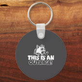 Retro This Is An Outrage Quote Meme Cat Cute Funny キーホルダー (正面)