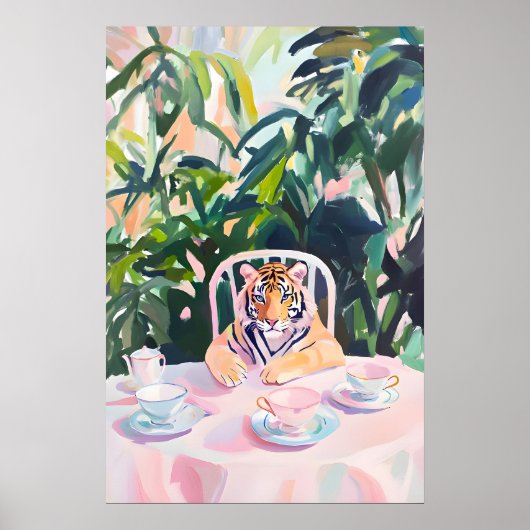 Retro Tiger Poster, Tiger Oil Painting, Vintage ポスター (正面)