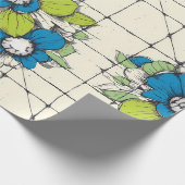 Retro Tile Bloom Floral Wrapping Paper ラッピングペーパー (角)