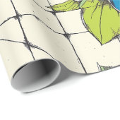 Retro Tile Bloom Floral Wrapping Paper ラッピングペーパー (ロールコーナー)