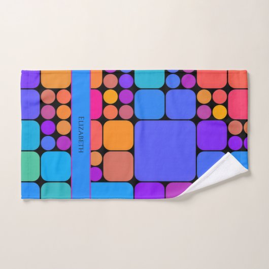 Retro Tiles Personalized | Dink Well ハンドタオル (ハンドタオル)