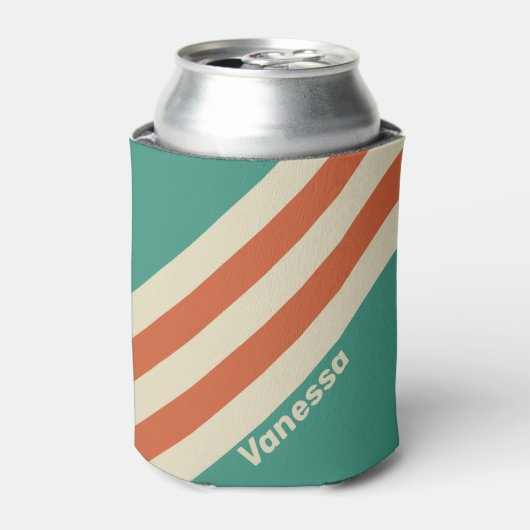 Retro Timeless Stripes with Name 缶クーラー (缶正面)