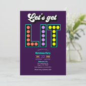 Retro Tinsel Let's Get Lit Retro Christmas Party 招待状 (スタンド正面)