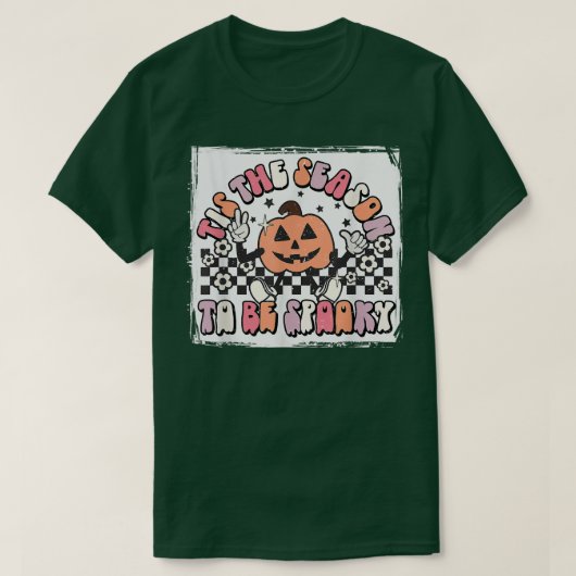 Retro Tis The Season To Be Spooky Floral Pumpkin H Tシャツ (デザイン正面)