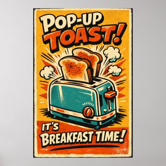 Retro Toaster Poster – Pop Up Toast Breakfast Wall ポスター (正面)