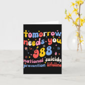 Retro Tomorrow Needs You 988 Suicide Prevention Aw カード (黄色い花)