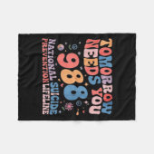 Retro Tomorrow Needs You 988 Suicide Prevention Aw フリースブランケット (正面(横))