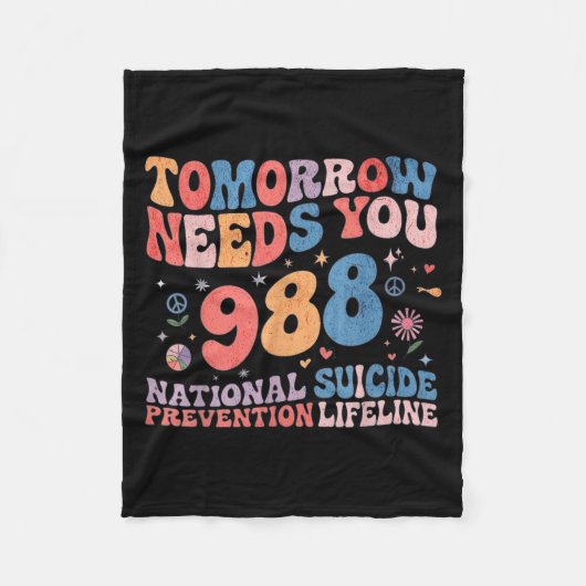 Retro Tomorrow Needs You 988 Suicide Prevention Aw フリースブランケット (正面)