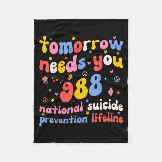 Retro Tomorrow Needs You 988 Suicide Prevention Aw フリースブランケット (正面)