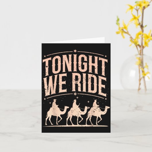 Retro Tonight We Ride Three Wise Men Christmas Nat カード (黄色い花)