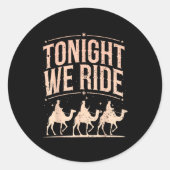 Retro Tonight We Ride Three Wise Men Christmas Nat ラウンドシール (正面)