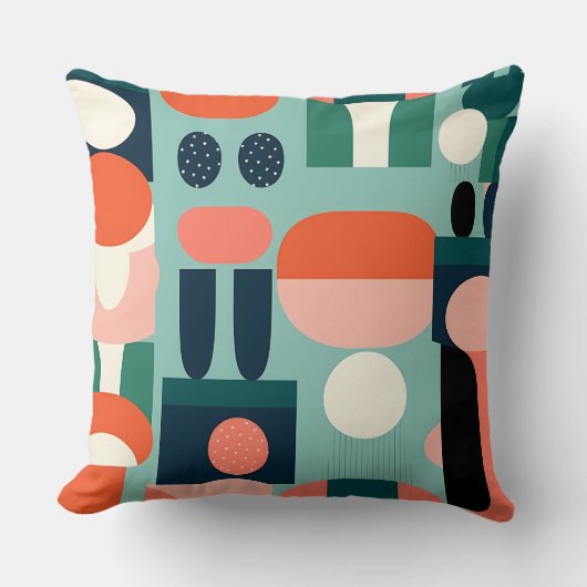 Retro Totem Geometric Pillow クッション (正面)