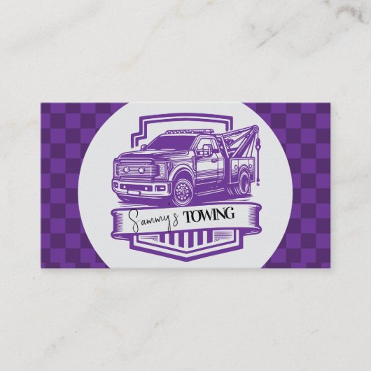 Retro Towing Services Logo QR Code 名刺 (正面)