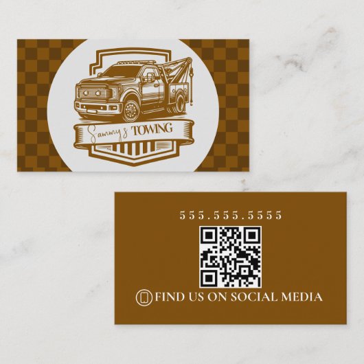Retro Towing Services Logo QR Code 名刺 (正面/裏面)
