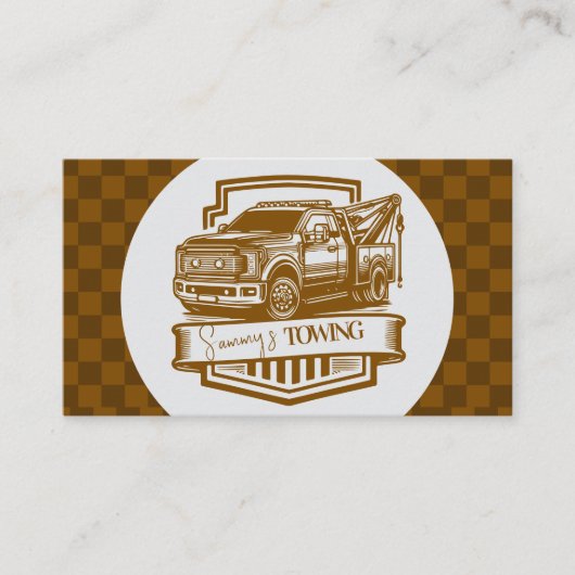 Retro Towing Services Logo QR Code 名刺 (正面)