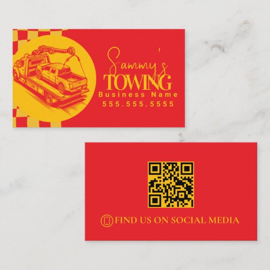 Retro Towing Services QR Code 名刺 (正面/裏面)