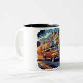 Retro Town Street Scene ツートーンマグカップ (正面左)