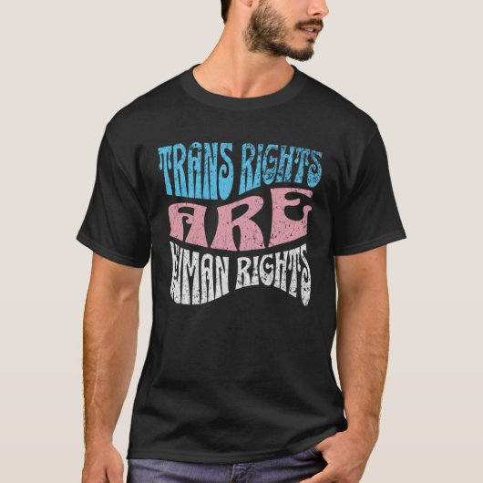 Retro Trans Right are Human Rights Transgender LGB Tシャツ (正面)
