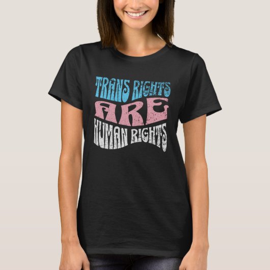 Retro Trans Right are Human Rights Transgender LGB Tシャツ (正面)