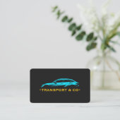 Retro Transport Rent a Car Driver Blue Yellow 名刺 (スタンド正面)