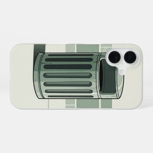 Retro Trash Can Simple iPhone 16ケース (裏面横)