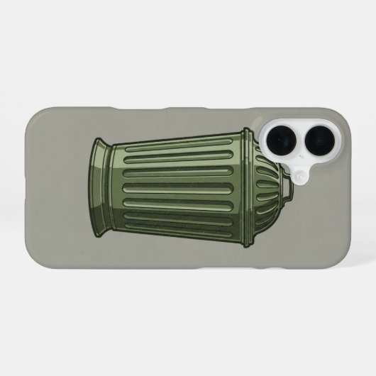 Retro Trash Can Simple iPhone 16ケース (裏面横)