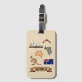 Retro Travel Australia Iconic National Symbols ラゲッジタグ (正面縦)