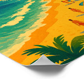 Retro Travel Copacabana Rio de Janeiro Brazil  ポスター (角)