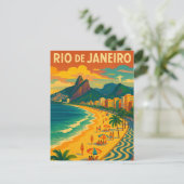 Retro Travel Copacabana Rio de Janeiro Brazil  ポストカード (スタンド正面)