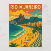 Retro Travel Copacabana Rio de Janeiro Brazil  ポストカード (正面)